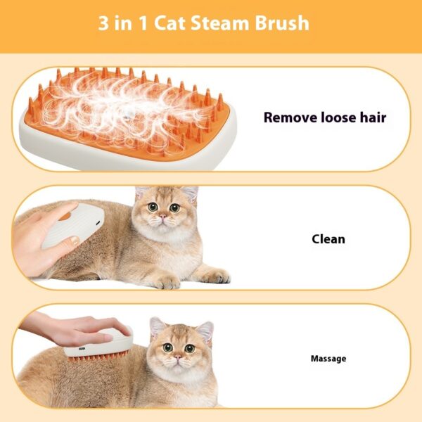 USB Rechargeable Pets Steam Brush & Spray Massage Comb for Cats and Dogs - Image 6