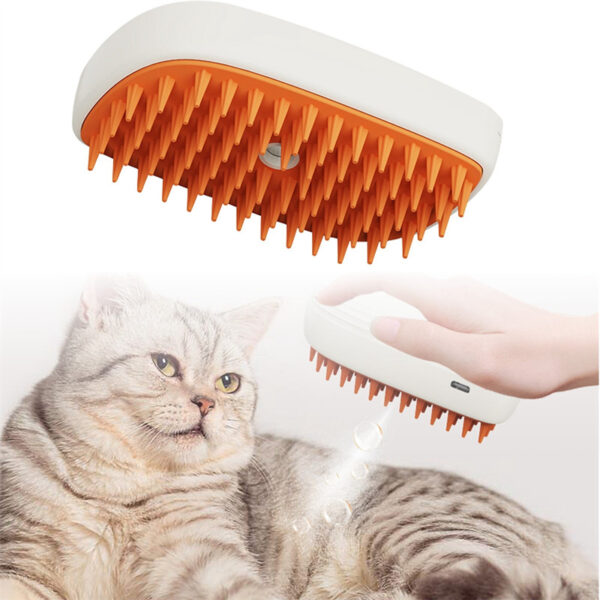 USB Rechargeable Pets Steam Brush & Spray Massage Comb for Cats and Dogs - Image 5