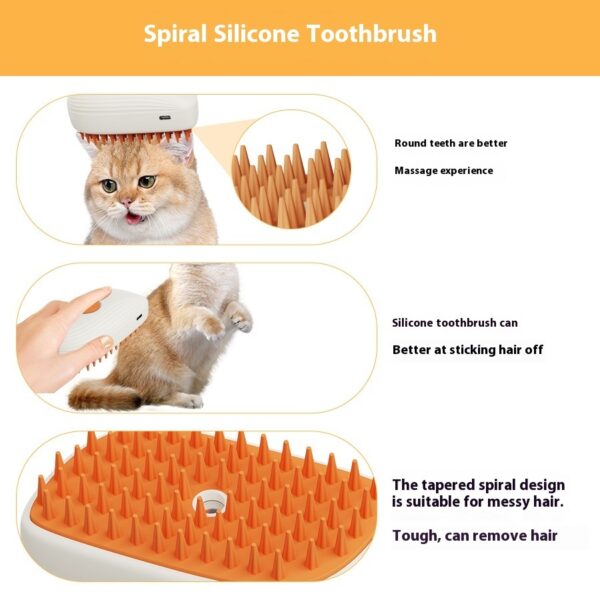 USB Rechargeable Pets Steam Brush & Spray Massage Comb for Cats and Dogs - Image 3