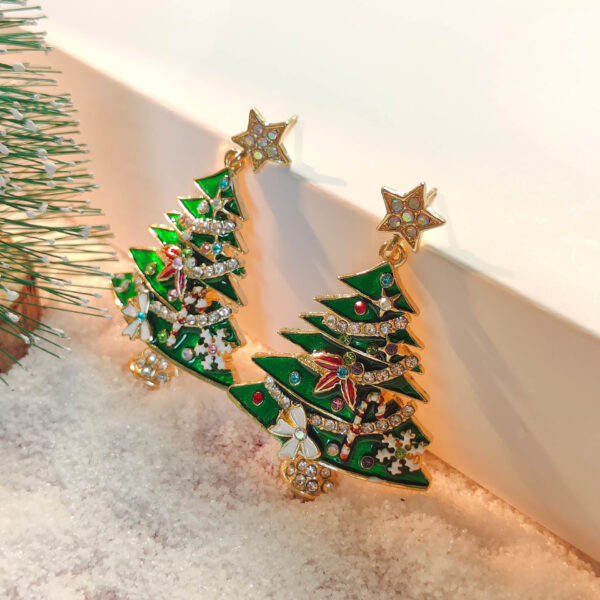 Diamond Christmas Tree Earrings - Image 6