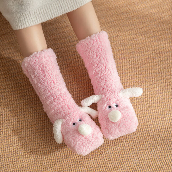 Cute Cartoon Dog Winter Warm Non-slip Plush Socks For Girls and Women - Image 5