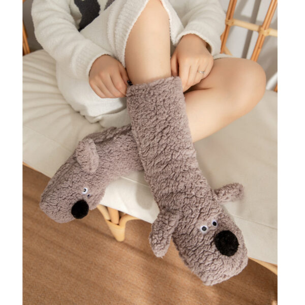 Cute Cartoon Dog Winter Warm Non-slip Plush Socks For Girls and Women - Image 6