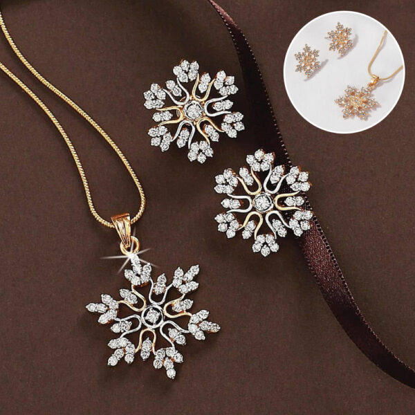 3pcs Wonderful Snowflake Necklace & Earrings Set