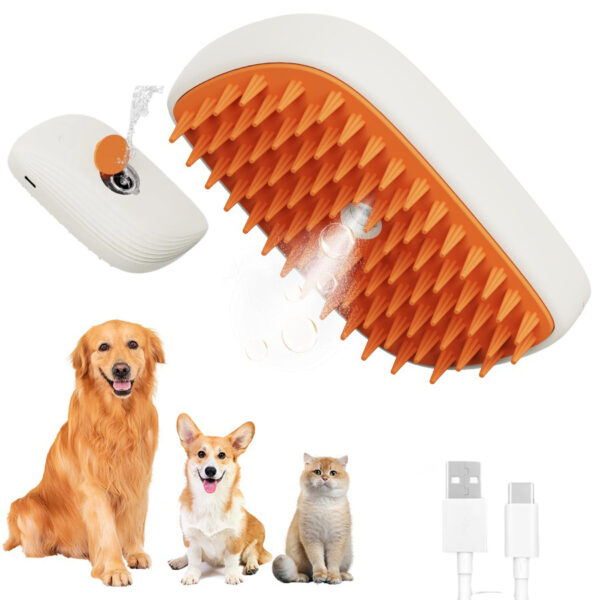 USB Rechargeable Pets Steam Brush & Spray Massage Comb for Cats and Dogs