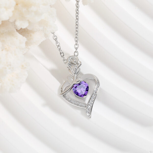 Rose Heart-shaped Necklace With Rhinestones - Image 8