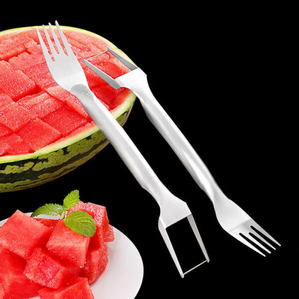 2 In 1 Watermelon Stainless Steel Fork & Slicer - Image 2