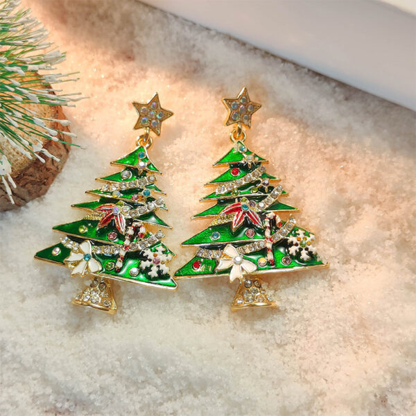 Diamond Christmas Tree Earrings - Image 4