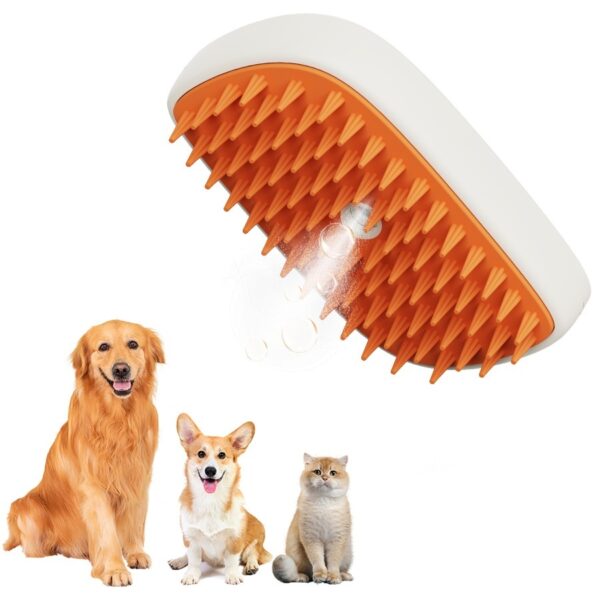 USB Rechargeable Pets Steam Brush & Spray Massage Comb for Cats and Dogs - Image 2