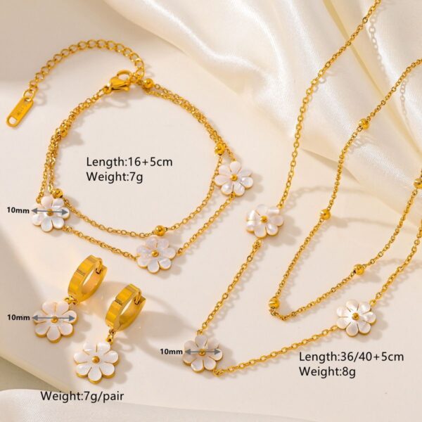 Fashion Daisy-Flower Jewelry Set of Double-Layering Necklace, Bracelet & Earrings - Image 5