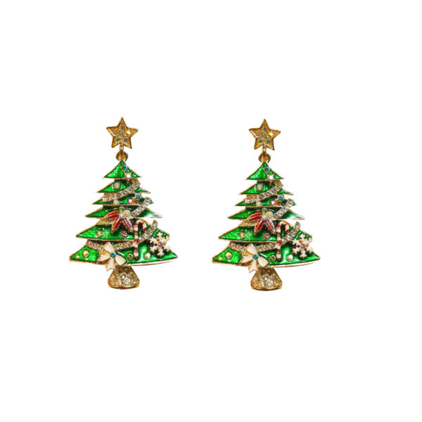 Diamond Christmas Tree Earrings - Image 5