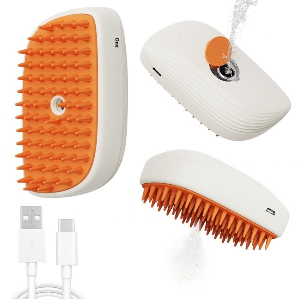 USB Rechargeable Pets Steam Brush & Spray Massage Comb for Cats and Dogs - Image 4