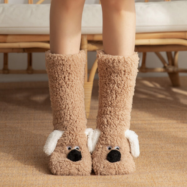 Cute Cartoon Dog Winter Warm Non-slip Plush Socks For Girls and Women - Image 8