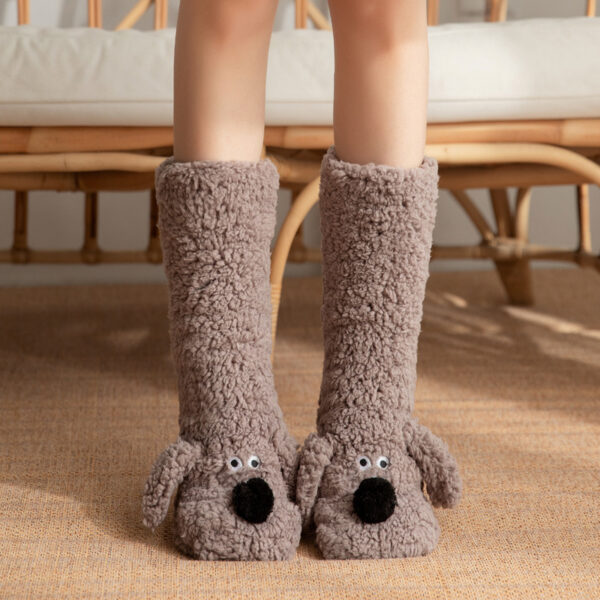 Cute Cartoon Dog Winter Warm Non-slip Plush Socks For Girls and Women - Image 4