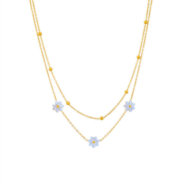 Fashion Daisy-Flower Jewelry Set of Double-Layering Necklace, Bracelet & Earrings - Image 4