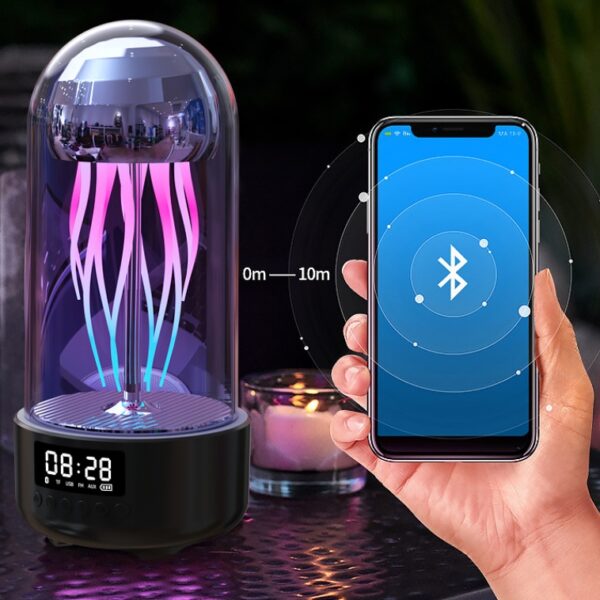 Creative 3in1 Colorful Jellyfish Lamp with Clock & Bluetooth-Compatible Speaker - Image 2