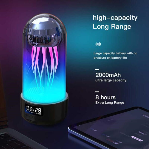 Creative 3in1 Colorful Jellyfish Lamp with Clock & Bluetooth-Compatible Speaker - Image 3