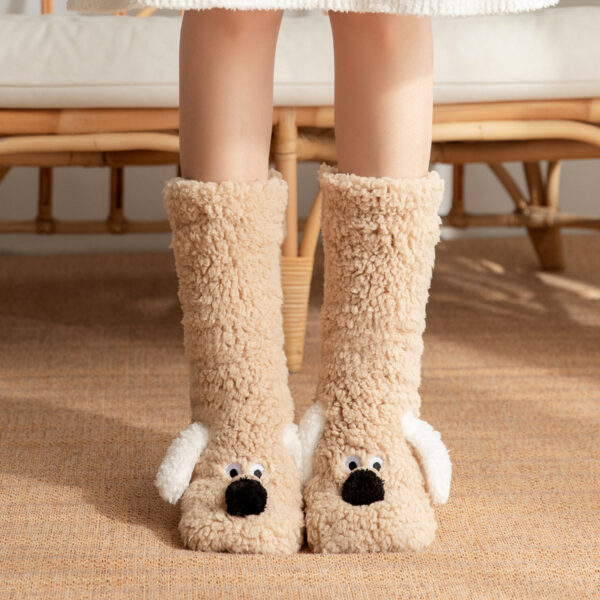 Cute Cartoon Dog Winter Warm Non-slip Plush Socks For Girls and Women - Image 2