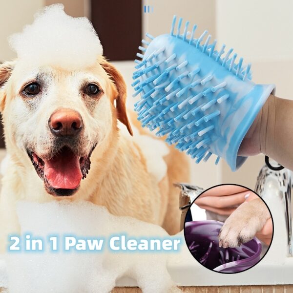 2 In 1 Pet Soft Paw Cleaner Cup & Brush for Cats and Dogs