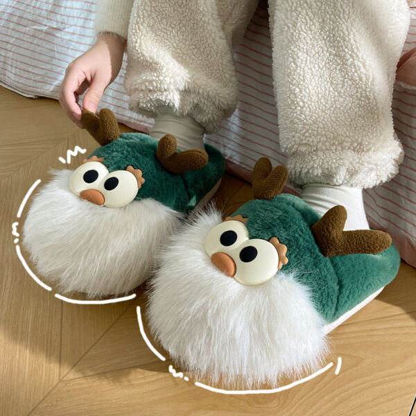 Cute Cartoon Christmas Deer Home Slippers for Girls and Women