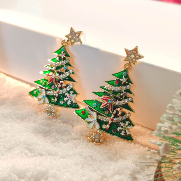 Diamond Christmas Tree Earrings