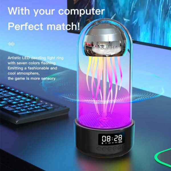 Creative 3in1 Colorful Jellyfish Lamp with Clock & Bluetooth-Compatible Speaker - Image 8