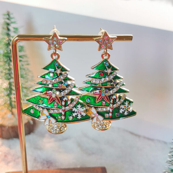 Diamond Christmas Tree Earrings - Image 3