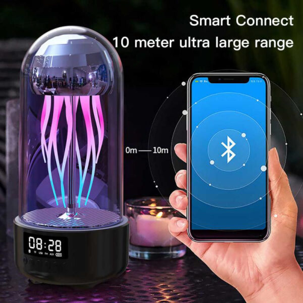 Creative 3in1 Colorful Jellyfish Lamp with Clock & Bluetooth-Compatible Speaker - Image 6